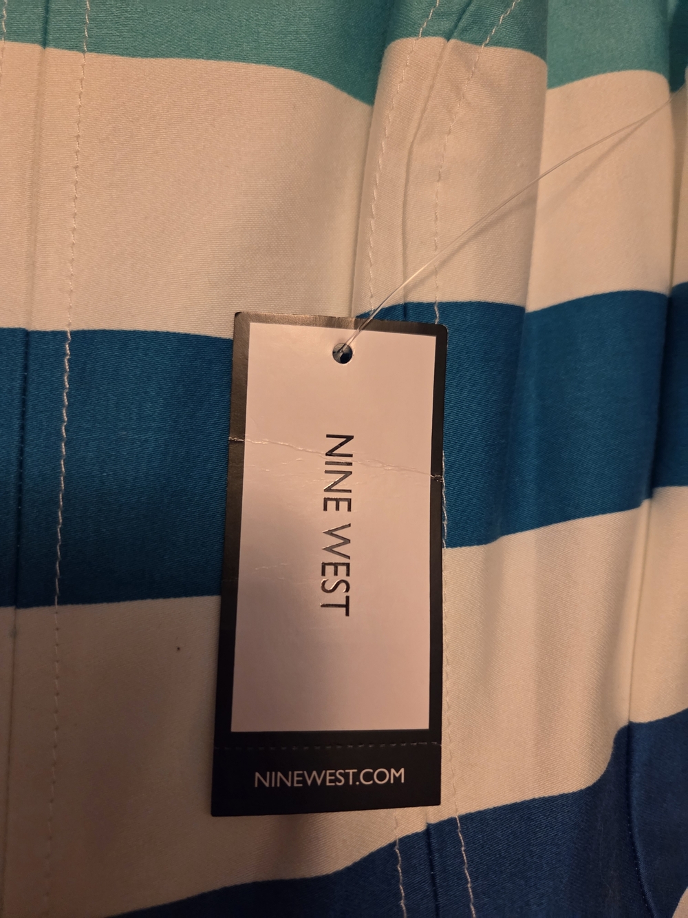 Nine West Striped Midi Dress in Navy, Teal, Aqua & White NWT - Picture 10 of 14